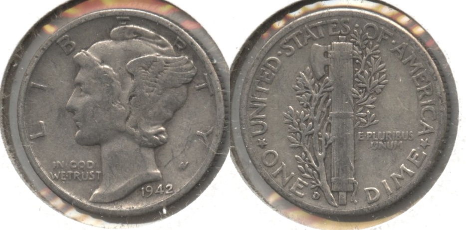 1942-D Mercury Dime Fine-12 #f