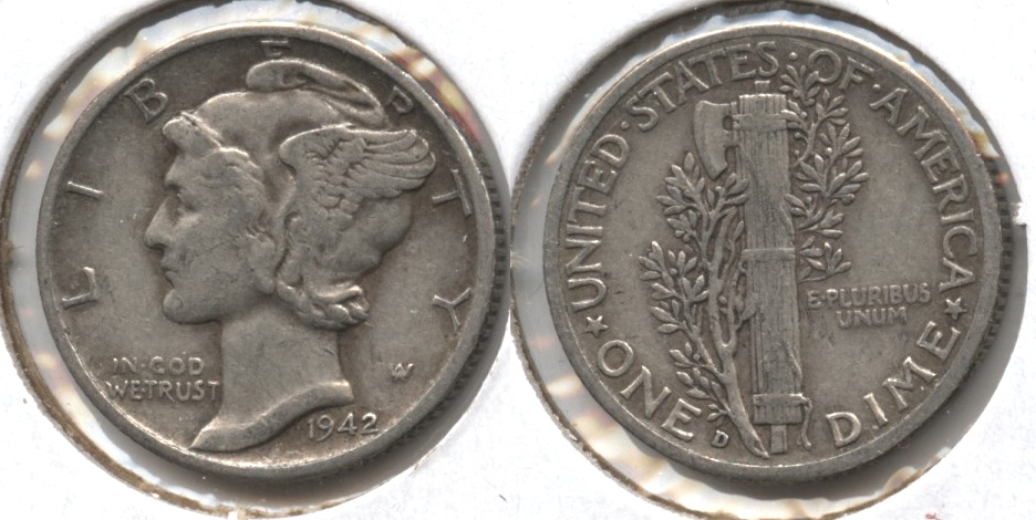 1942-D Mercury Dime Fine-12 #i