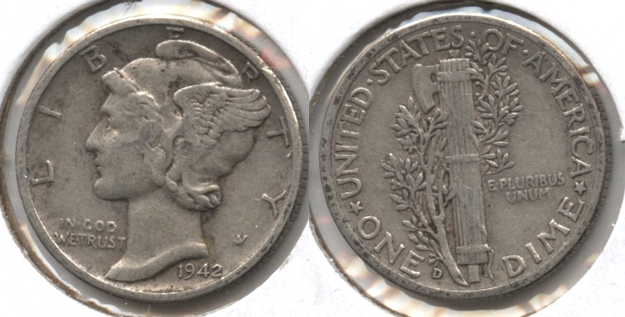 1942-D Mercury Dime Fine-12 #j