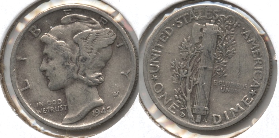 1942-D Mercury Dime Fine-12 #k