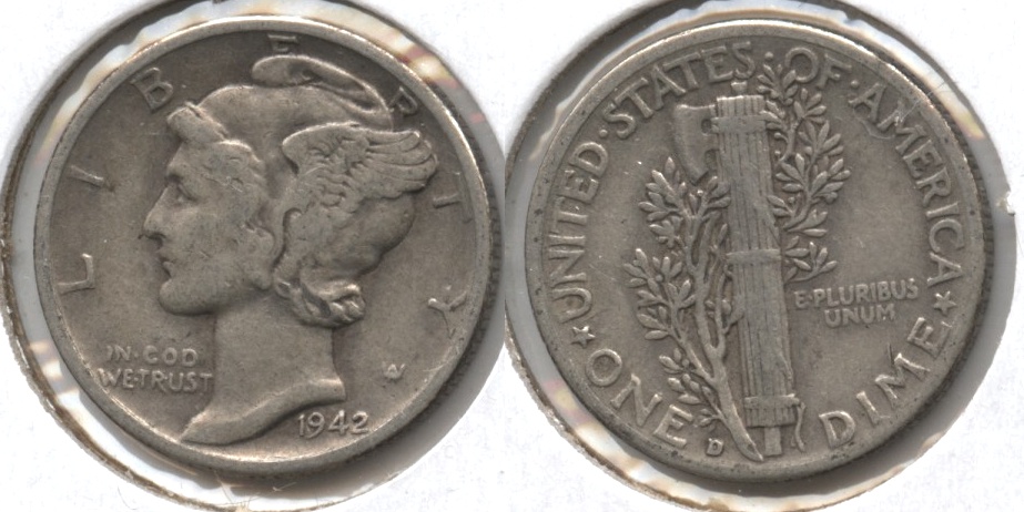 1942-D Mercury Dime Fine-12 #x
