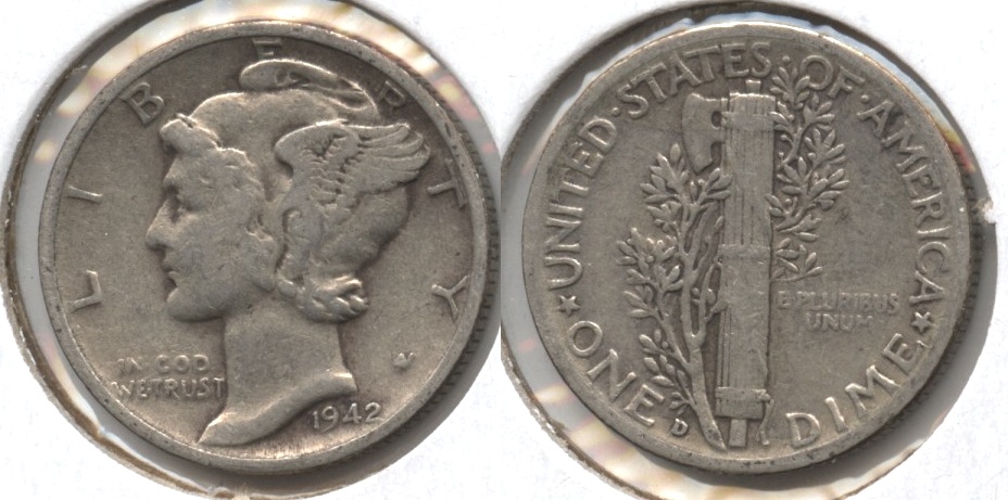 1942-D Mercury Dime Fine-12 #y