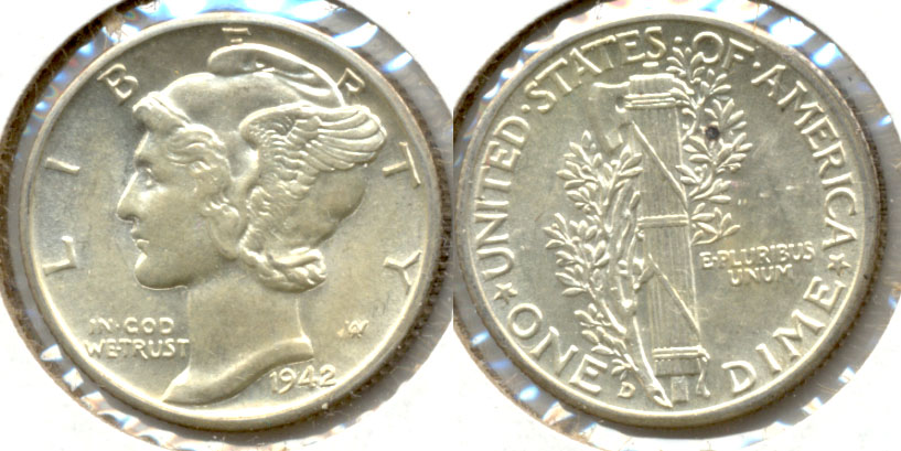 1942-D Mercury Dime MS-60 b