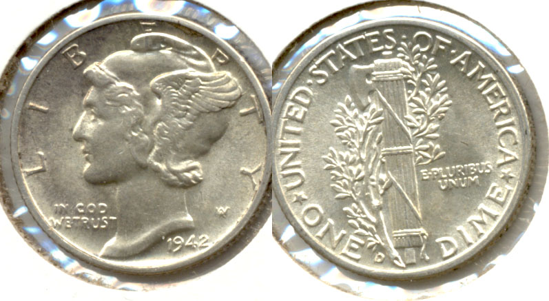 1942-D Mercury Dime MS-60 f