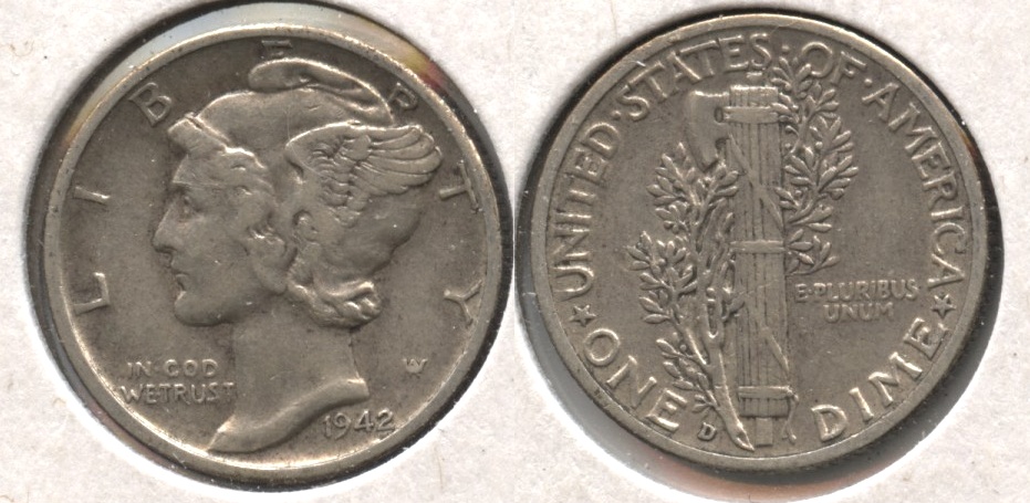 1942-D Mercury Dime VF-20 #g