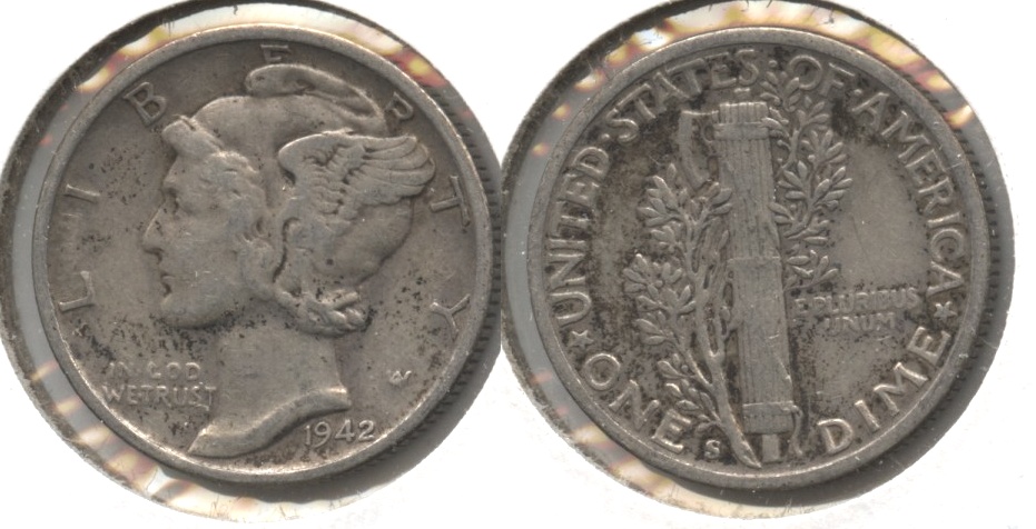 1942-S Mercury Dime Fine-12 #ae