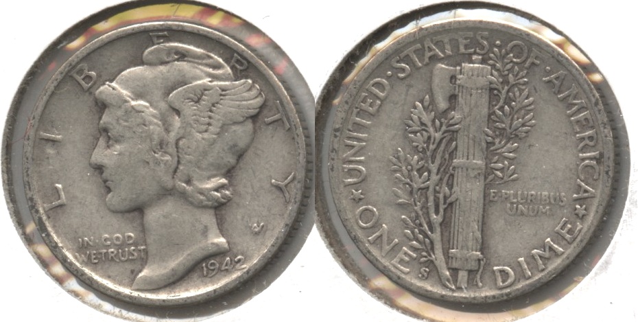 1942-S Mercury Dime Fine-12 #ag