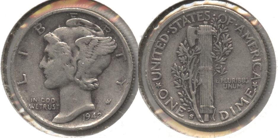 1942-S Mercury Dime Fine-12 #ak