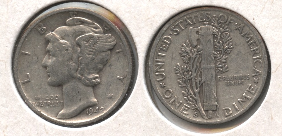 1942-S Mercury Dime Fine-12 #f