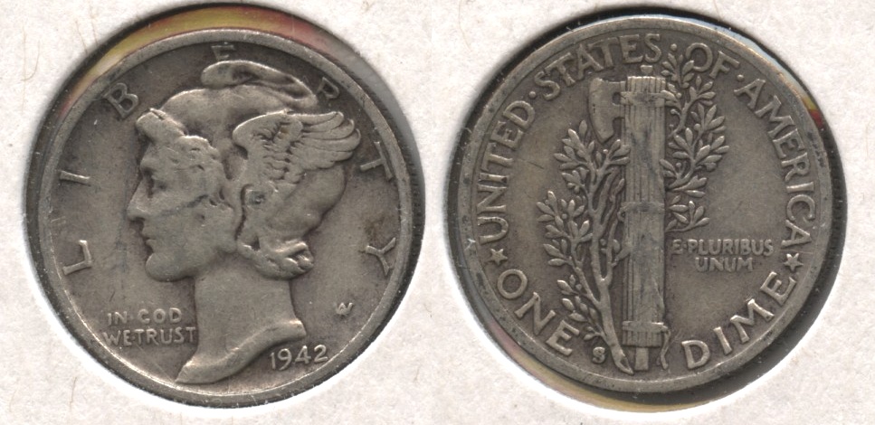 1942-S Mercury Dime Fine-12 #h