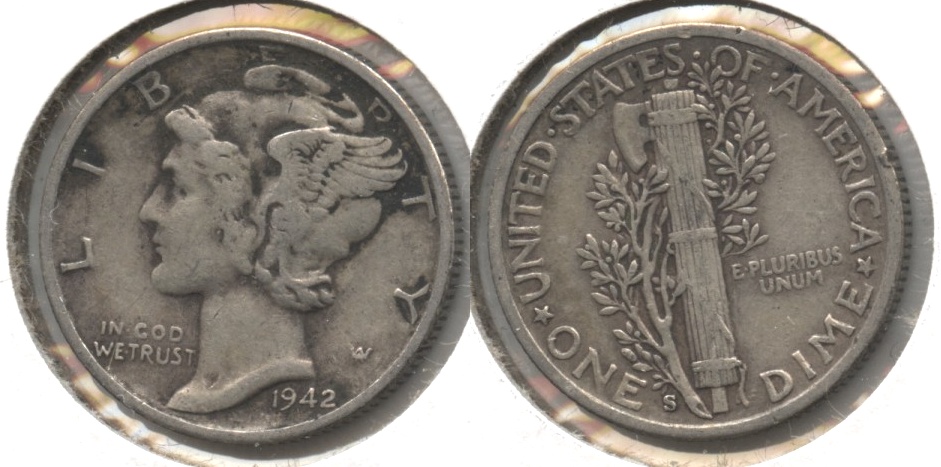 1942-S Mercury Dime Fine-12 #w