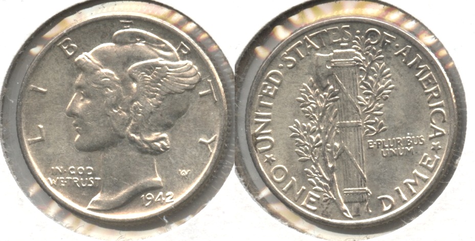 1942 Mercury Dime AU-50