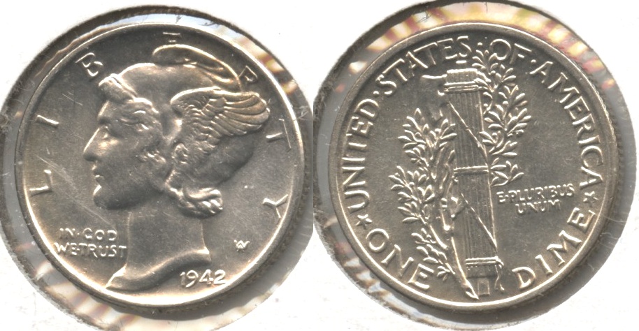 1942 Mercury Dime AU-55 #e