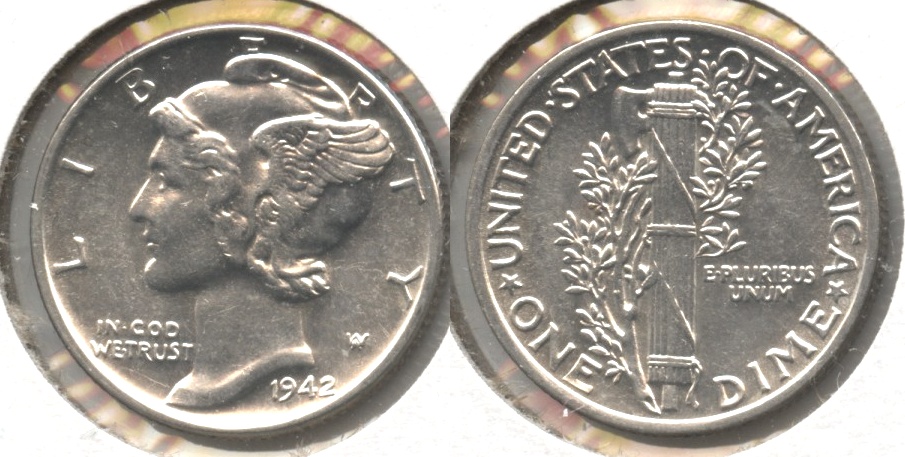 1942 Mercury Dime AU-55 #k