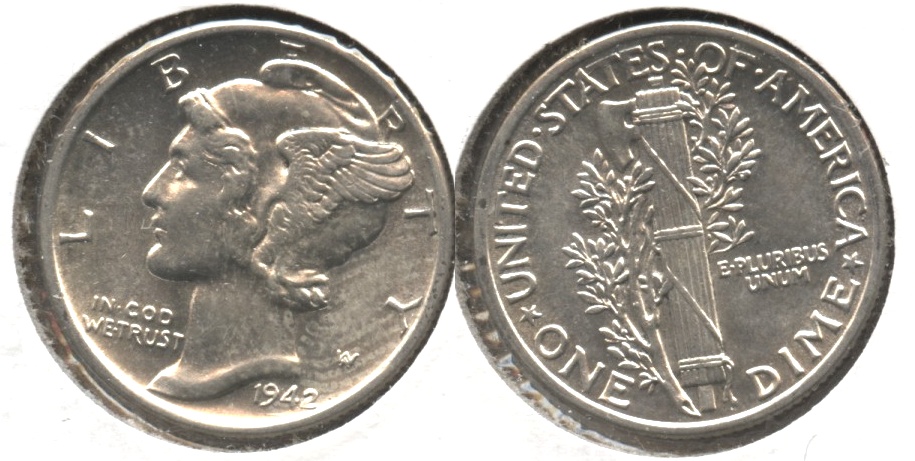 1942 Mercury Dime AU-55 #m
