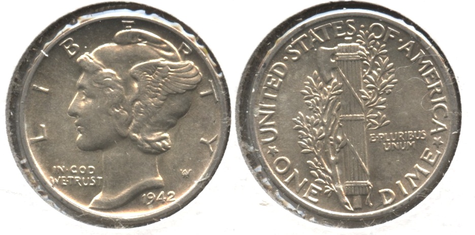1942 Mercury Dime AU-55 #n