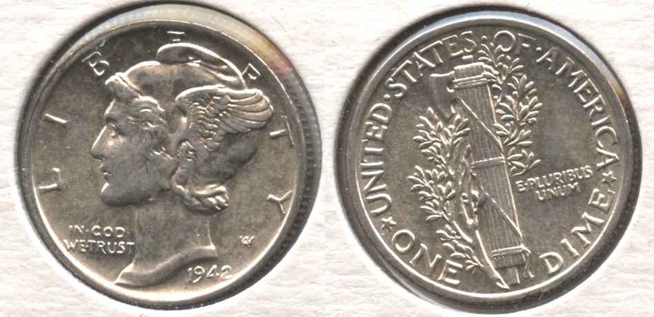 1942 Mercury Dime AU-55 #p