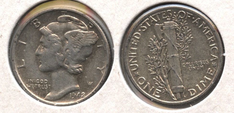 1942 Mercury Dime EF-40 #e