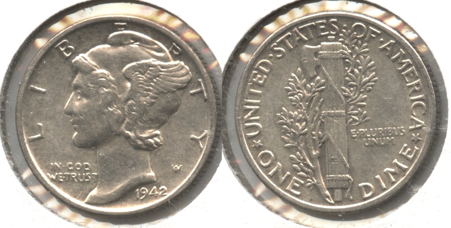 1942 Mercury Dime EF-40 #t
