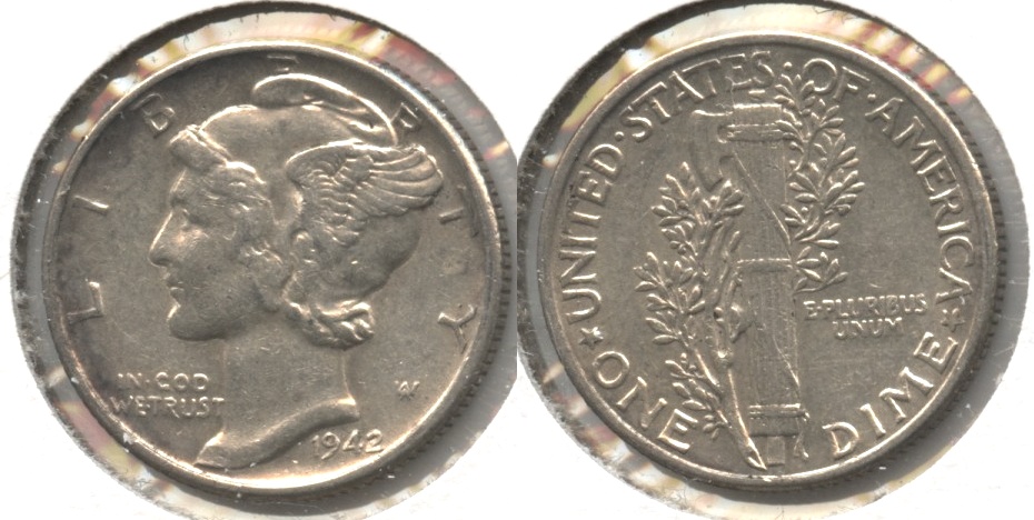 1942 Mercury Dime EF-40 #u