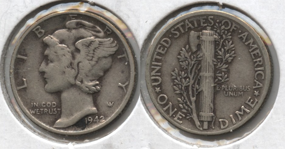 1942 Mercury Dime Fine-12 #a