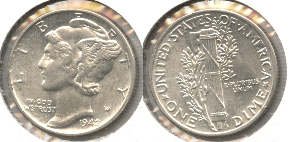 1942 Mercury Dime MS-60 #f