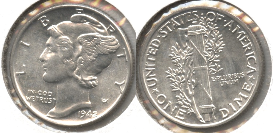 1942 Mercury Dime MS-60 #p