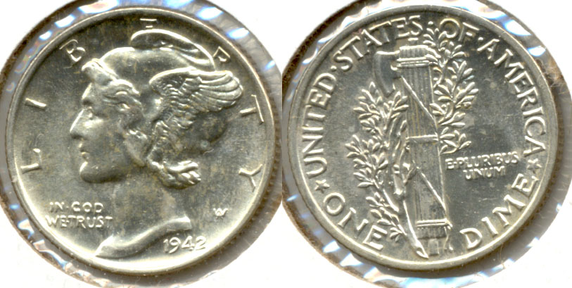 1942 Mercury Dime MS-63 e
