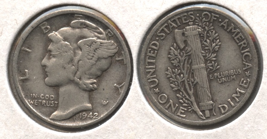 1942 Mercury Dime VF-20 #b