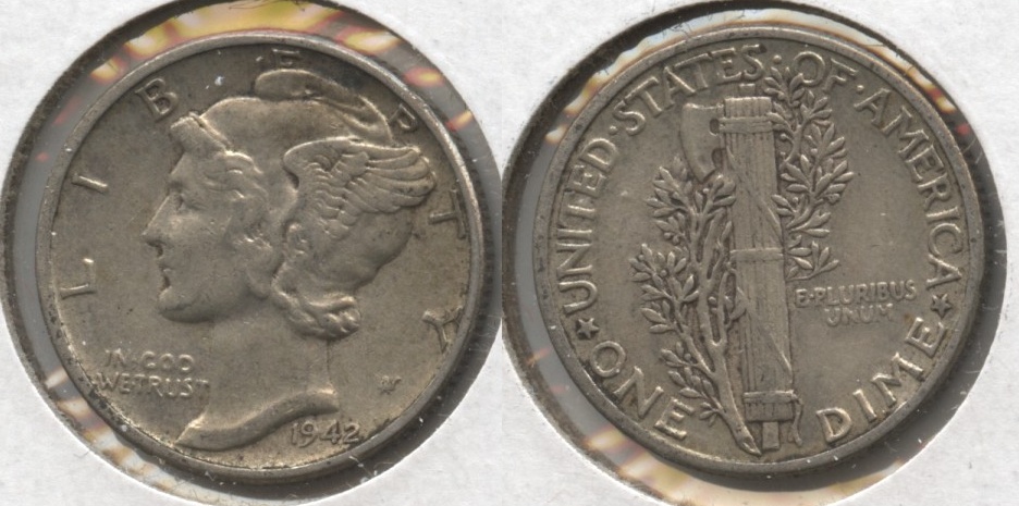 1942 Mercury Dime VF-20 #g