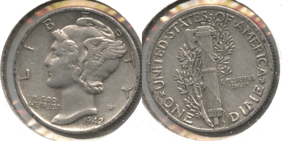 1942 Mercury Dime VF-20 #j