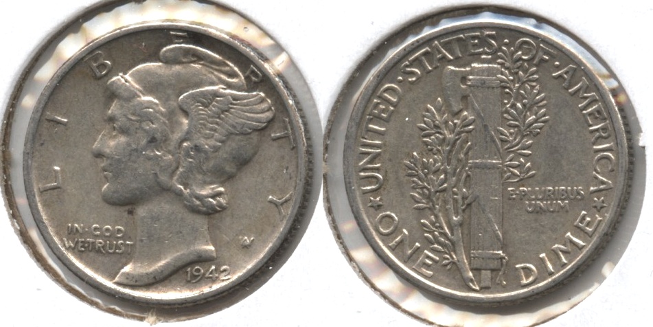 1942 Mercury Dime VF-20 #m