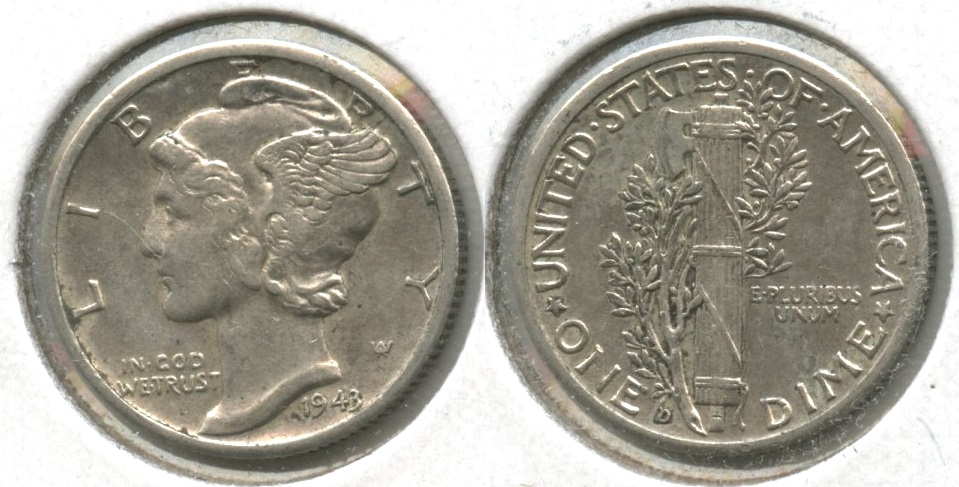 1943-D Mercury Dime EF-40 #h