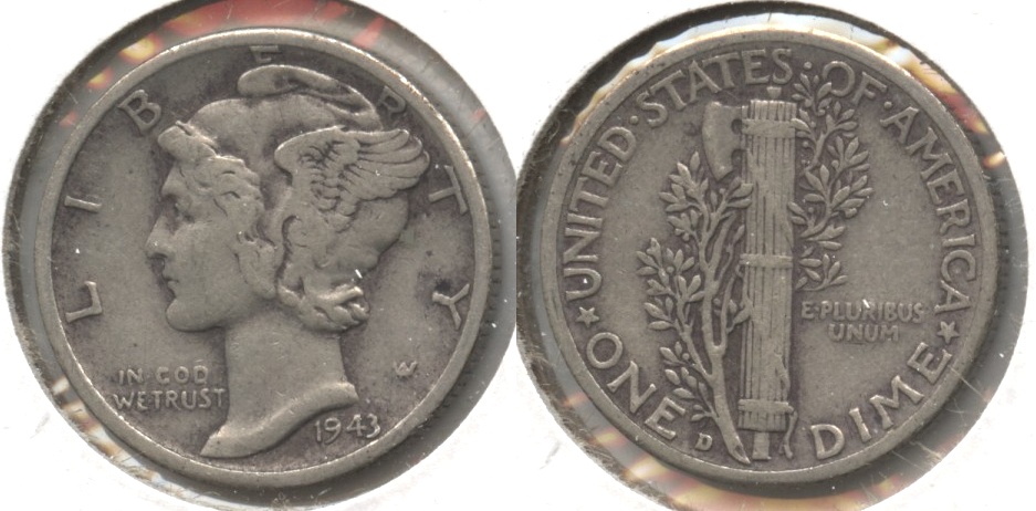 1943-D Mercury Dime Fine-12 #aa