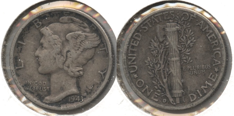1943-D Mercury Dime Fine-12 #ab