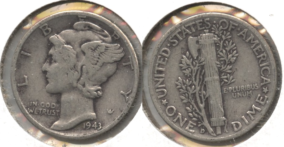 1943-D Mercury Dime Fine-12 #af