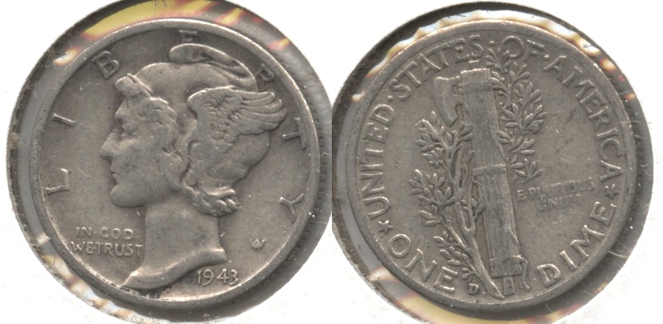 1943-D Mercury Dime Fine-12 #aj