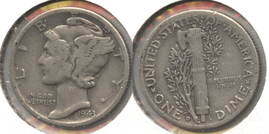 1943-D Mercury Dime Fine-12 #ao