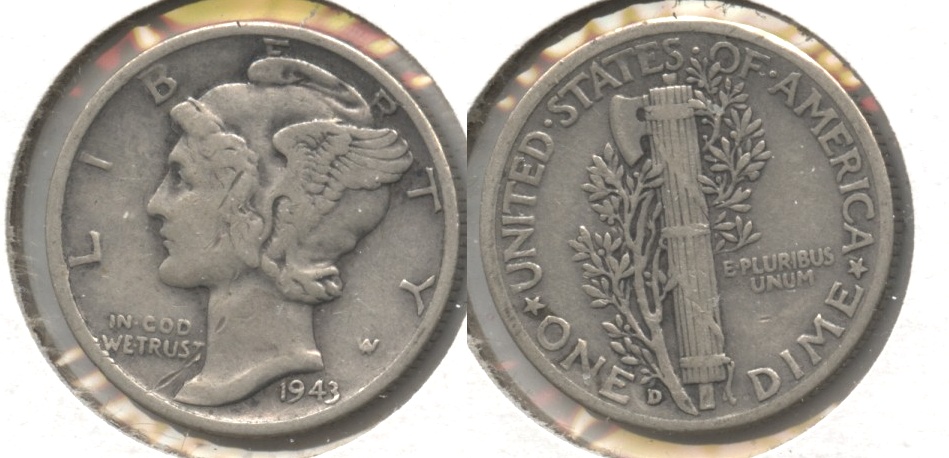 1943-D Mercury Dime Fine-12 #ap