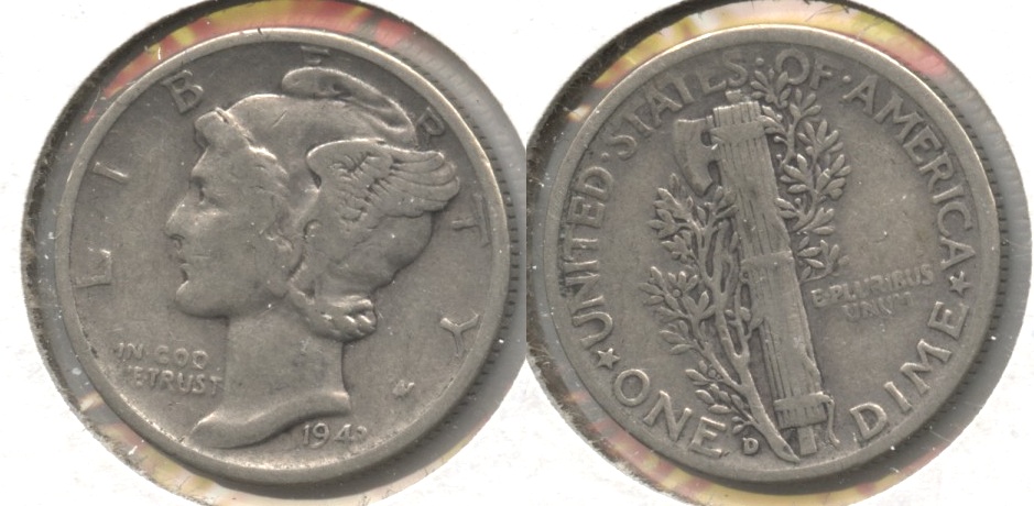 1943-D Mercury Dime Fine-12 #aq