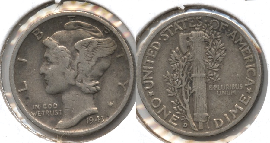 1943-D Mercury Dime Fine-12 #e
