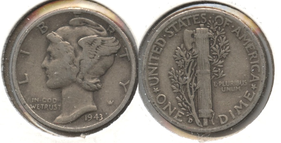 1943-D Mercury Dime Fine-12 #f