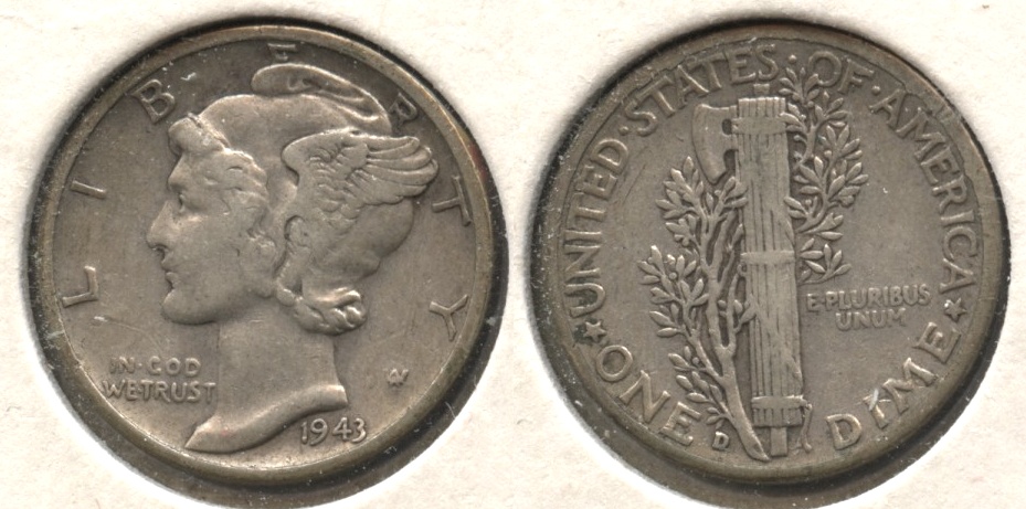 1943-D Mercury Dime Fine-12 #h