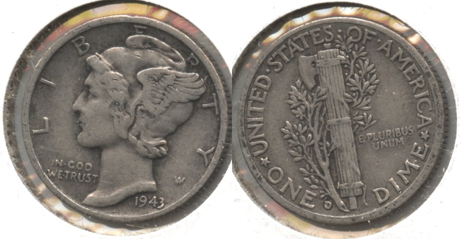 1943-D Mercury Dime Fine-12 #k