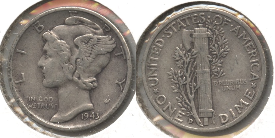 1943-D Mercury Dime Fine-12 #q
