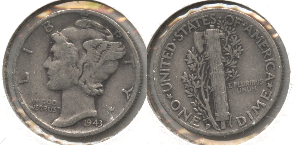 1943-D Mercury Dime Fine-12 #y