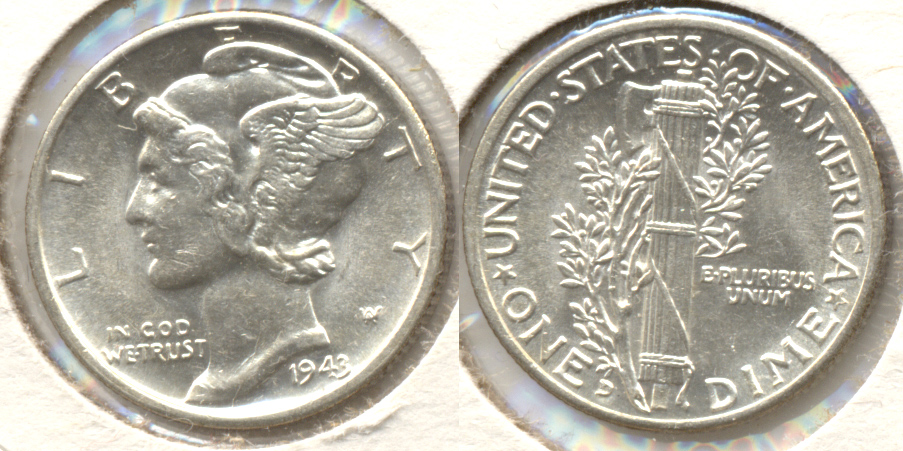 1943-D Mercury Dime MS-60 a