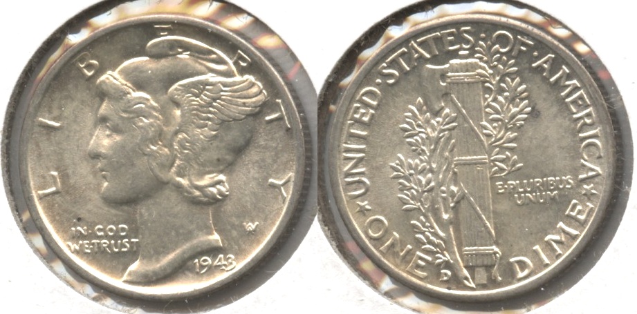1943-D Mercury Dime MS-60 #ah