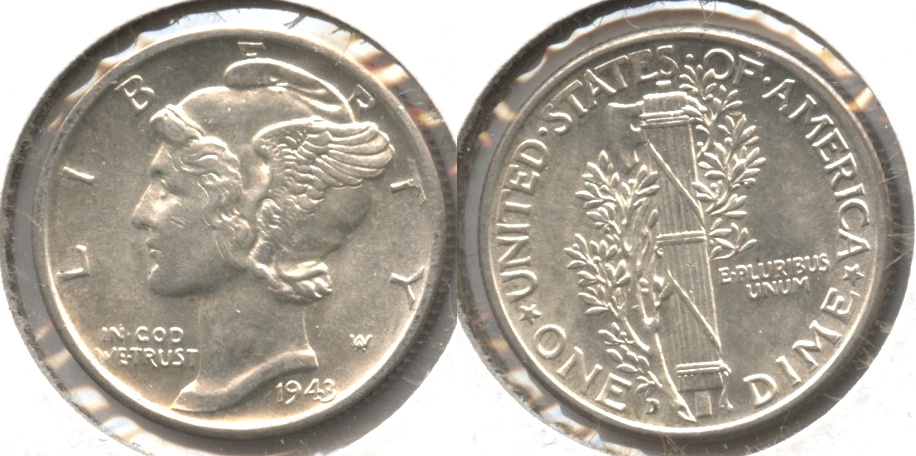 1943-D Mercury Dime MS-60 #ak