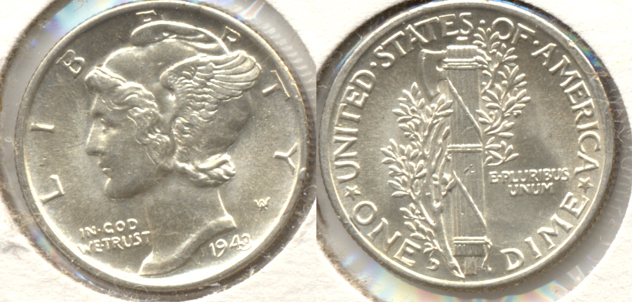 1943-D Mercury Dime MS-60 b
